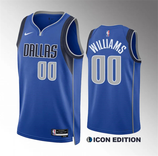 Men's Dallas Mavericks #00 Brandon Williams Blue Icon Edition Stitched Basketball Jersey